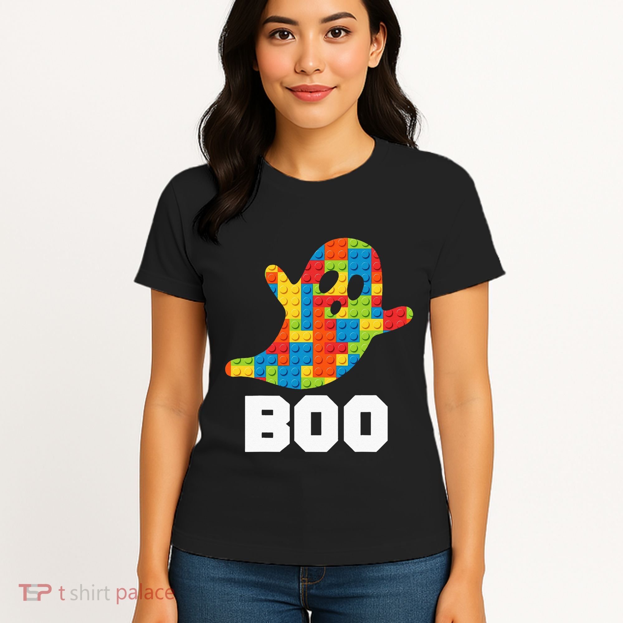 Building Blocks Ghost Boo Master Builder Halloween Costume Women's T-Shirt