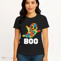 Building Blocks Ghost Boo Master Builder Halloween Costume Women's T-Shirt thumb 4