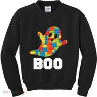 Building Blocks Ghost Boo Master Builder Halloween Costume Kids Sweatshirt thumb 0
