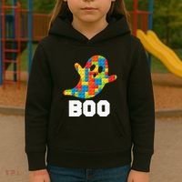 Building Blocks Ghost Boo Master Builder Halloween Costume Kids Hoodie thumb 3