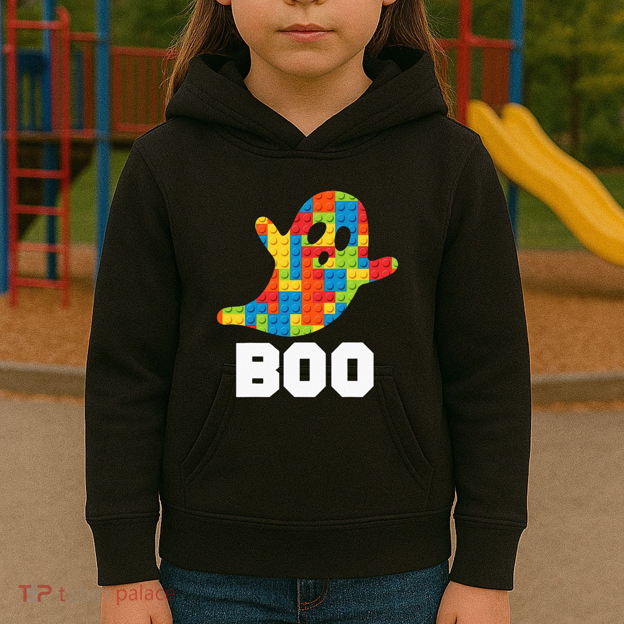 Building Blocks Ghost Boo Master Builder Halloween Costume Kids Hoodie