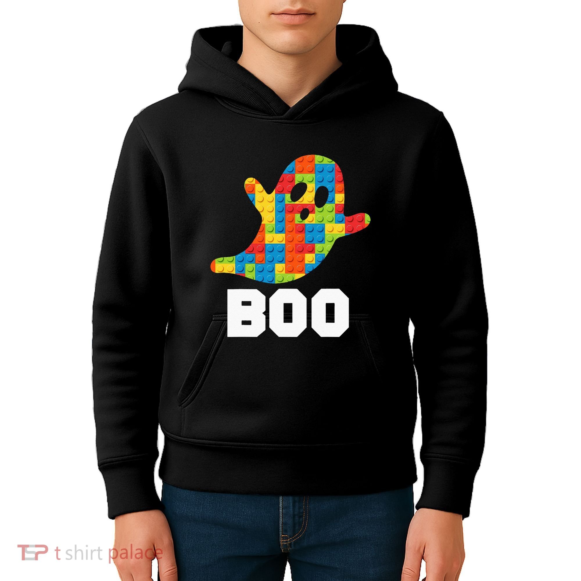 Building Blocks Ghost Boo Master Builder Halloween Costume Kids Hoodie
