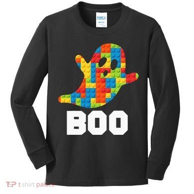 Building Blocks Ghost Boo Master Builder Halloween Costume Kids Long Sleeve Shirt