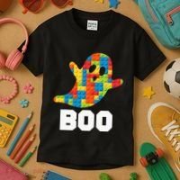Building Blocks Ghost Boo Master Builder Halloween Costume Kids T-Shirt thumb 3