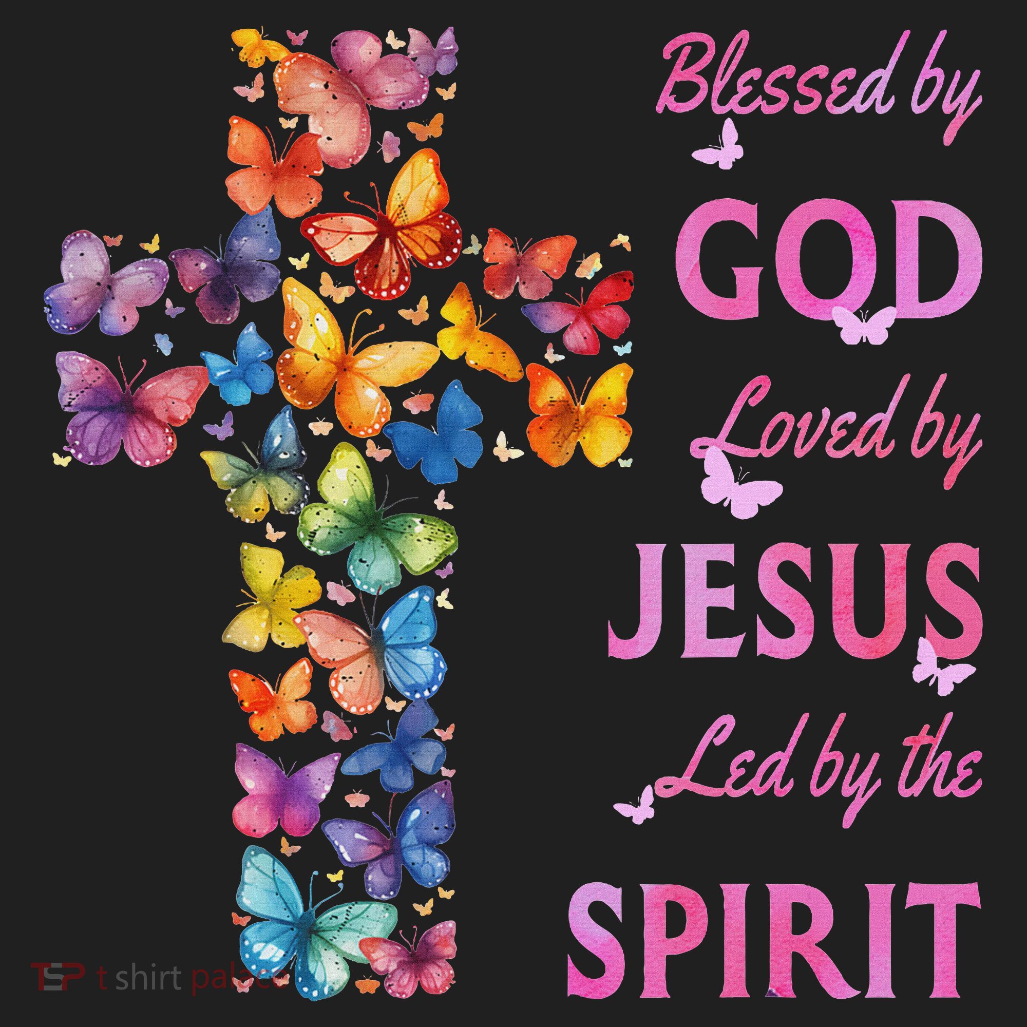Blessed By God Loved By Jesus Butterfly Cross Women's Sweatshirt