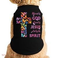 Blessed By God Loved By Jesus Butterfly Cross Doggie Tank thumb 0