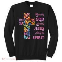 Blessed By God Loved By Jesus Butterfly Cross Sweatshirt thumb 0