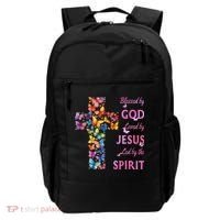Blessed By God Loved By Jesus Butterfly Cross Backpack thumb 0
