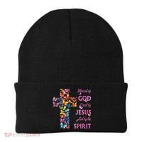Blessed By God Loved By Jesus Butterfly Cross Beanie thumb 0