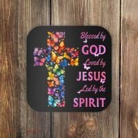 Blessed By God Loved By Jesus Butterfly Cross Coaster thumb 0