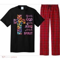 Blessed By God Loved By Jesus Butterfly Cross Pajama Set thumb 0