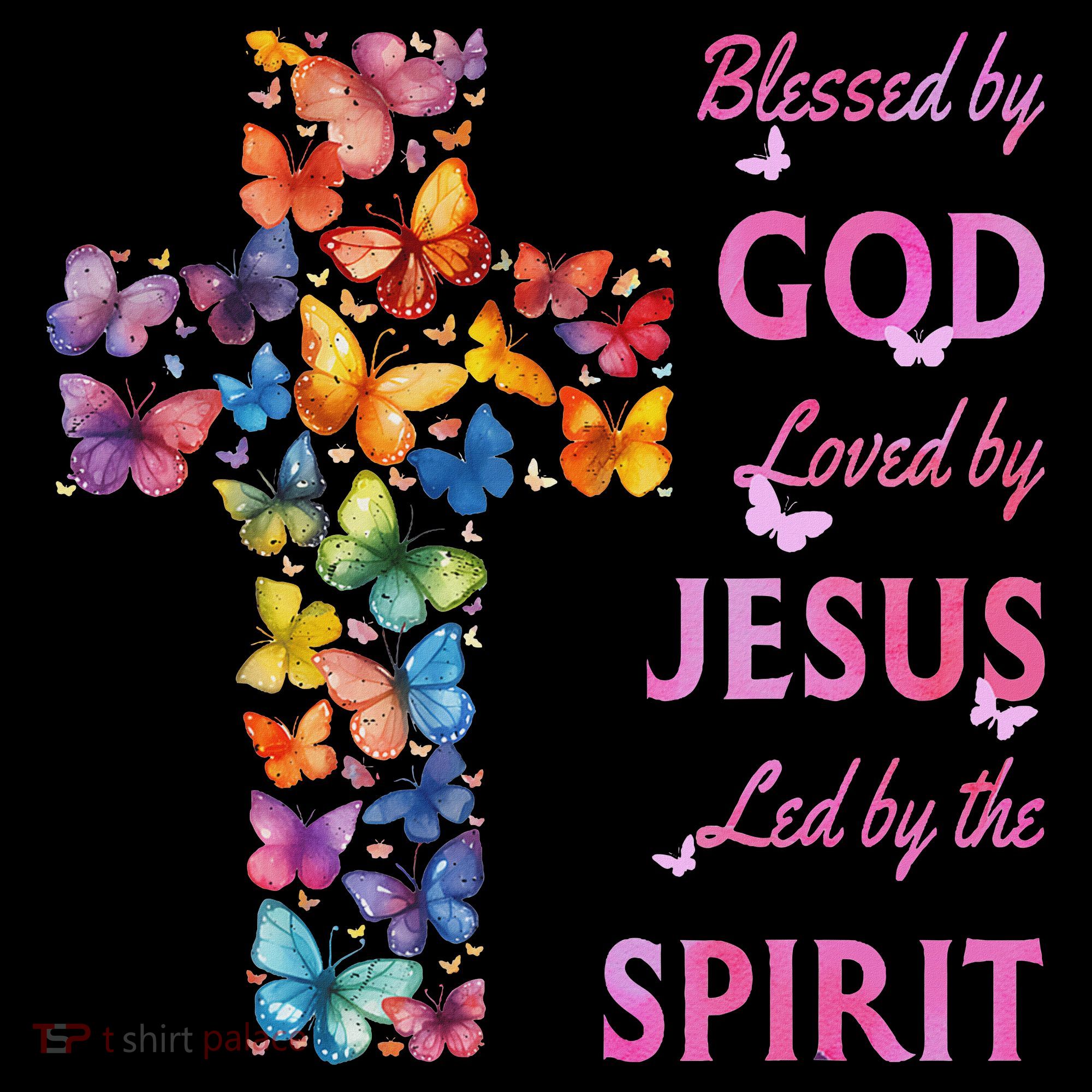 Blessed By God Loved By Jesus Butterfly Cross Women's Hoodie