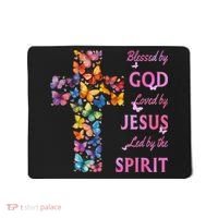 Blessed By God Loved By Jesus Butterfly Cross Mousepad thumb 0
