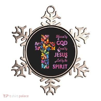 Blessed By God Loved By Jesus Butterfly Cross Ornament