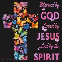 Blessed By God Loved By Jesus Butterfly Cross Women's Tank Top thumb 5
