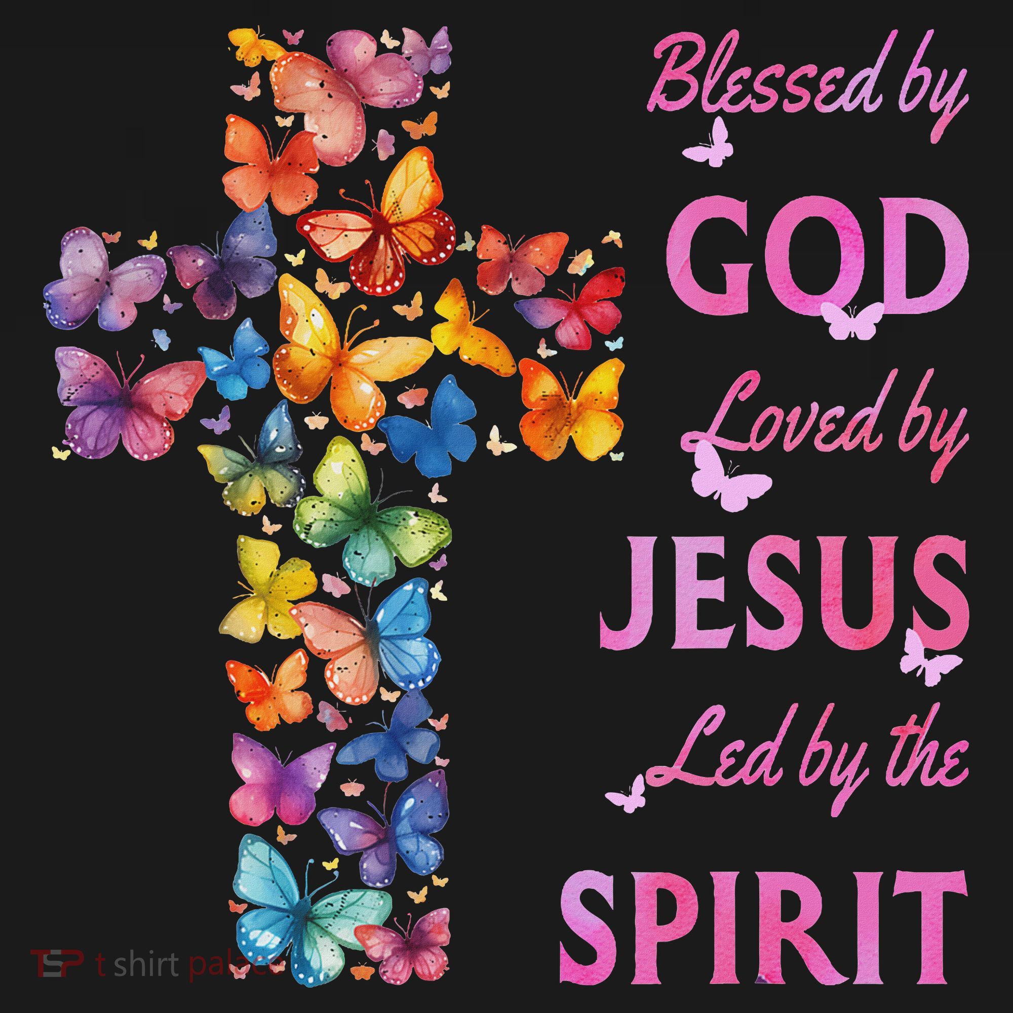 Blessed By God Loved By Jesus Butterfly Cross Women's Tank Top