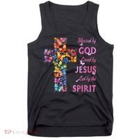 Blessed By God Loved By Jesus Butterfly Cross Tank Top thumb 0