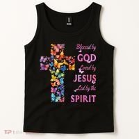 Blessed By God Loved By Jesus Butterfly Cross Tank Top thumb 2