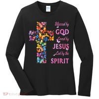 Blessed By God Loved By Jesus Butterfly Cross Women's Long Sleeve Shirt thumb 0