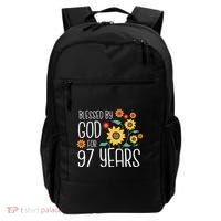 Blessed By God For 97 Years Old Cute Sunflower 97th Birthday Backpack thumb 0