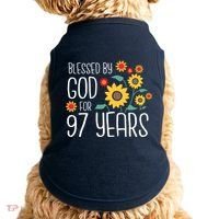 Blessed By God For 97 Years Old Cute Sunflower 97th Birthday Doggie Tank thumb 0