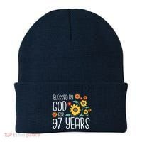 Blessed By God For 97 Years Old Cute Sunflower 97th Birthday Beanie thumb 0