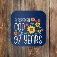 Blessed By God For 97 Years Old Cute Sunflower 97th Birthday Coaster thumb 0
