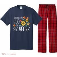 Blessed By God For 97 Years Old Cute Sunflower 97th Birthday Pajama Set thumb 0