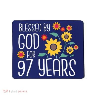 Blessed By God For 97 Years Old Cute Sunflower 97th Birthday Mousepad