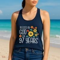 Blessed By God For 97 Years Old Cute Sunflower 97th Birthday Women's Tank Top thumb 2