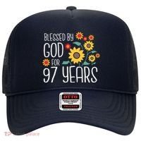 Blessed By God For 97 Years Old Cute Sunflower 97th Birthday Hat thumb 0