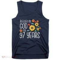 Blessed By God For 97 Years Old Cute Sunflower 97th Birthday Tank Top thumb 0
