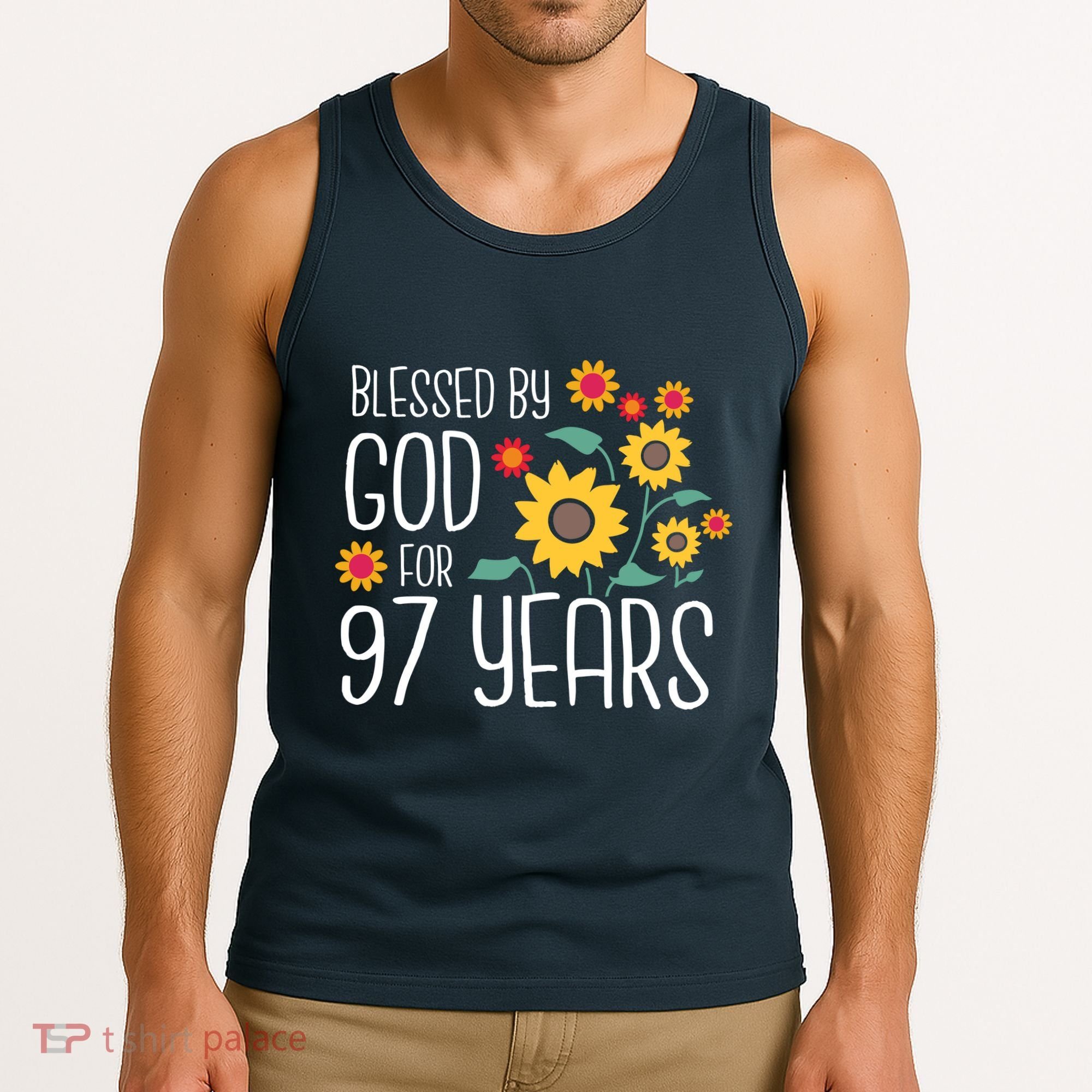 Blessed By God For 97 Years Old Cute Sunflower 97th Birthday Tank Top