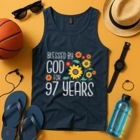 Blessed By God For 97 Years Old Cute Sunflower 97th Birthday Tank Top thumb 4