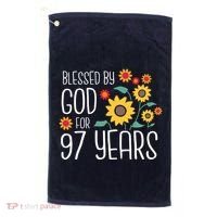 Blessed By God For 97 Years Old Cute Sunflower 97th Birthday Golf Towel thumb 0