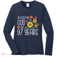 Blessed By God For 97 Years Old Cute Sunflower 97th Birthday Women's Long Sleeve Shirt thumb 0