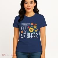 Blessed By God For 97 Years Old Cute Sunflower 97th Birthday Women's T-Shirt thumb 4