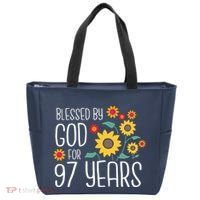 Blessed By God For 97 Years Old Cute Sunflower 97th Birthday Tote Bag thumb 0