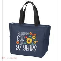 Blessed By God For 97 Years Old Cute Sunflower 97th Birthday Tote Bag thumb 3