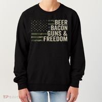 BEER BACON GUNS & FREEDOM - Funny BBQ Drinking Gun Camo Women's Sweatshirt thumb 0