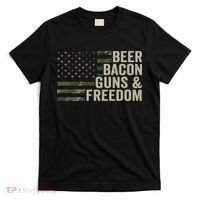 BEER BACON GUNS & FREEDOM - Funny BBQ Drinking Gun Camo T-Shirt thumb 0