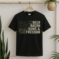 BEER BACON GUNS & FREEDOM - Funny BBQ Drinking Gun Camo T-Shirt thumb 2