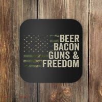 BEER BACON GUNS & FREEDOM - Funny BBQ Drinking Gun Camo Coaster thumb 0