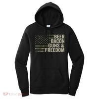 BEER BACON GUNS & FREEDOM - Funny BBQ Drinking Gun Camo Women's Hoodie thumb 0