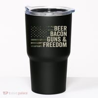 BEER BACON GUNS & FREEDOM - Funny BBQ Drinking Gun Camo Tumbler thumb 0