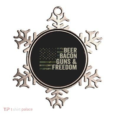 BEER BACON GUNS & FREEDOM - Funny BBQ Drinking Gun Camo Ornament