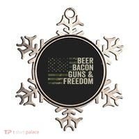 BEER BACON GUNS & FREEDOM - Funny BBQ Drinking Gun Camo Ornament thumb 0