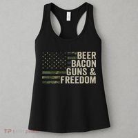 BEER BACON GUNS & FREEDOM - Funny BBQ Drinking Gun Camo Women's Tank Top thumb 3