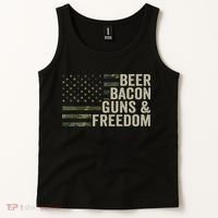 BEER BACON GUNS & FREEDOM - Funny BBQ Drinking Gun Camo Tank Top thumb 2
