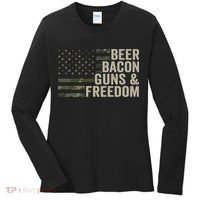 BEER BACON GUNS & FREEDOM - Funny BBQ Drinking Gun Camo Women's Long Sleeve Shirt thumb 0